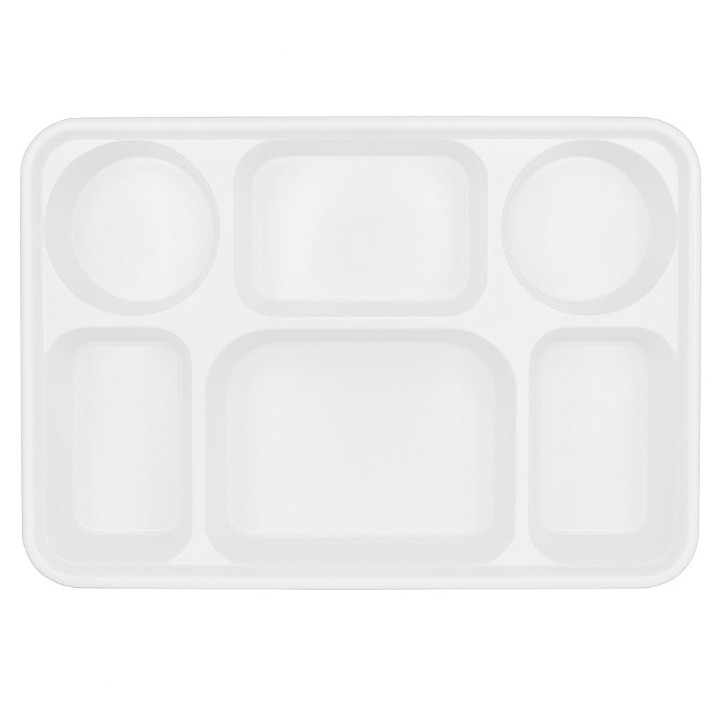 DID Deluxe Heavy Duty 6 Compartment Plastic Dinner Plates White Pack of 25 DD9991 | Reusable and Washable | Premium Quality | Ideal for Parties | Small Gatherings