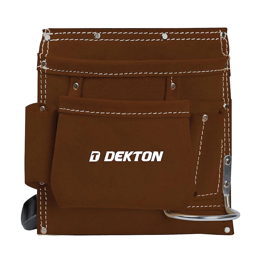 Dekton Premium Leather 5 Pocket Tool Belt Brown DT50182 | Adjustable Fit | Heavy Duty | Lightweight | Multi-Functional