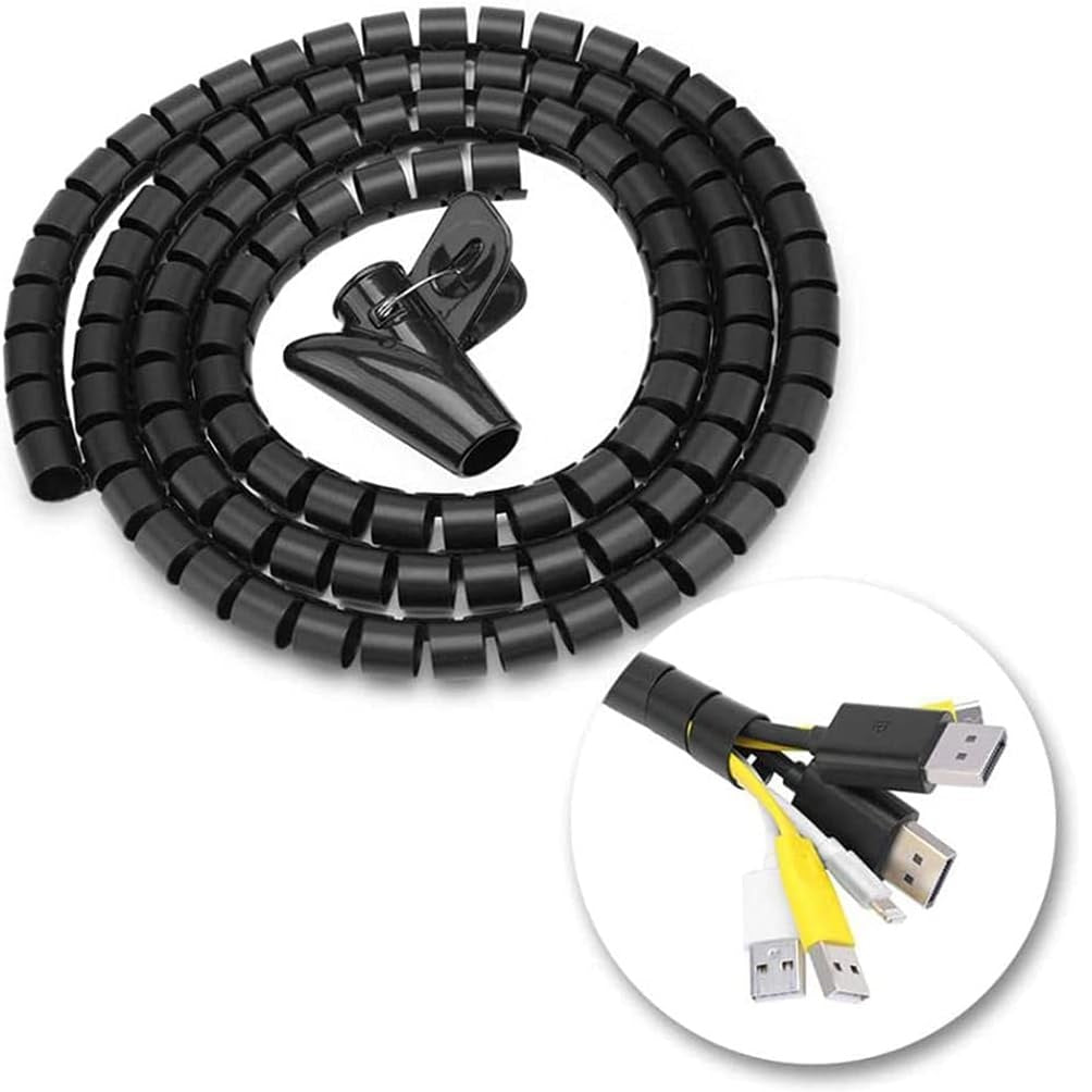 Blackspur Cable Tidy Kit with Cable Clip Black 1.7Mtr CT127 | Made from PE Materials | Used to Arrange Various Cables | Easy Operation