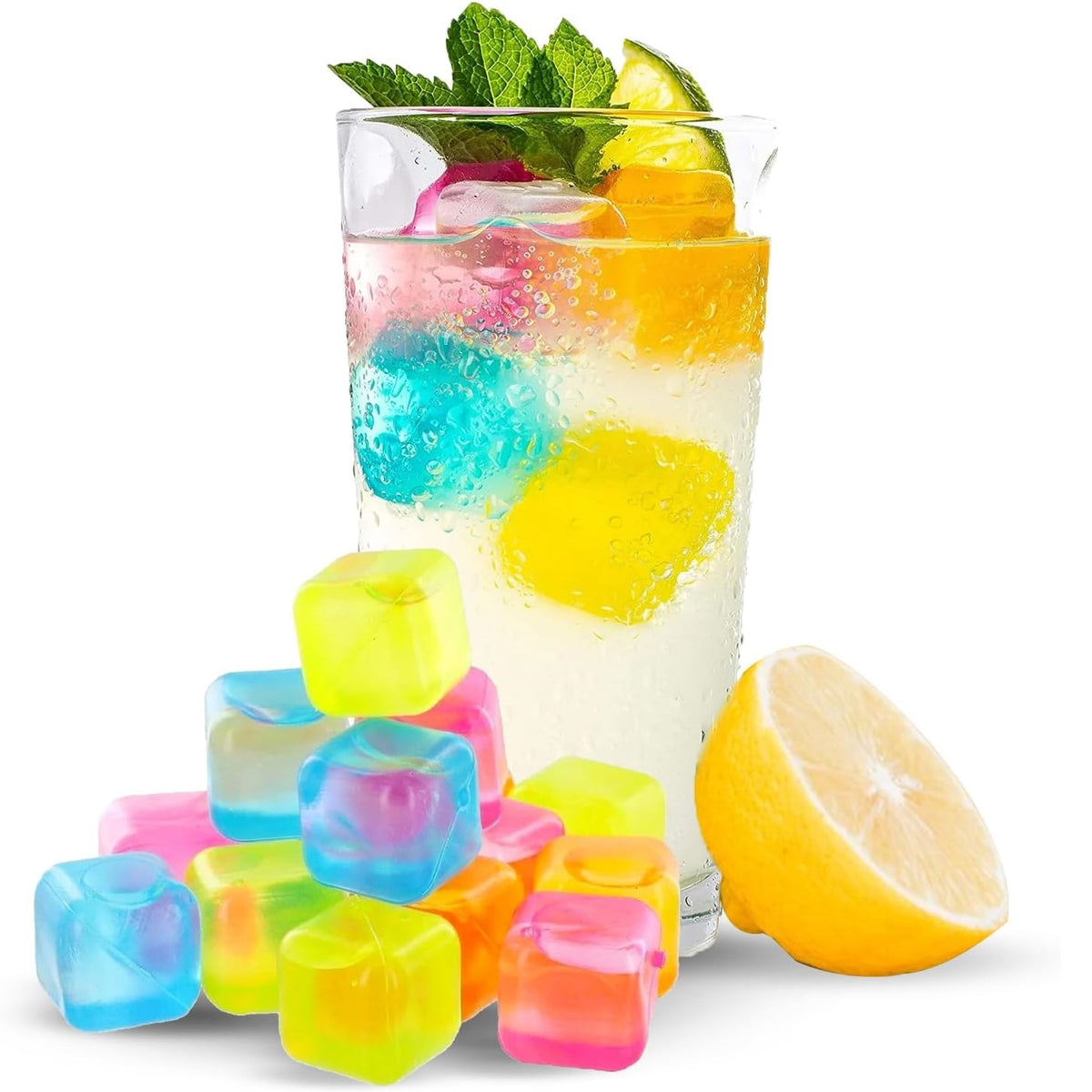 DID Plastic Reusable Ice Cubes Multicolour Pack of 18 KW8265 | Fast Freezing Cubes | For Drinks-Parties and BBQs | No Fuss | Easy to Use and Store