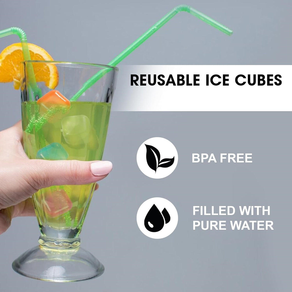DID Plastic Reusable Ice Cubes Multicolour Pack of 18 KW8265 | Fast Freezing Cubes | For Drinks-Parties and BBQs | No Fuss | Easy to Use and Store