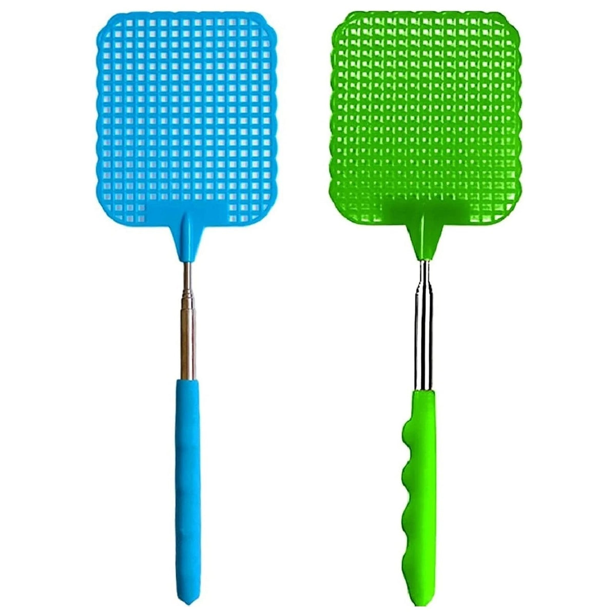 Ashley Telescopic Fly Swat Assorted Colours XL FS096 | Plastic Head | Adjustable Stainless Steel Handle with Anti Slip Grip | Compact Folding Design | Approx Head Size- 159mm x 189mm