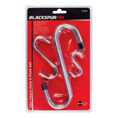 Blackspur Heavy Duty S Hook Set Silver Assorted Sizes 12-Piece HA118