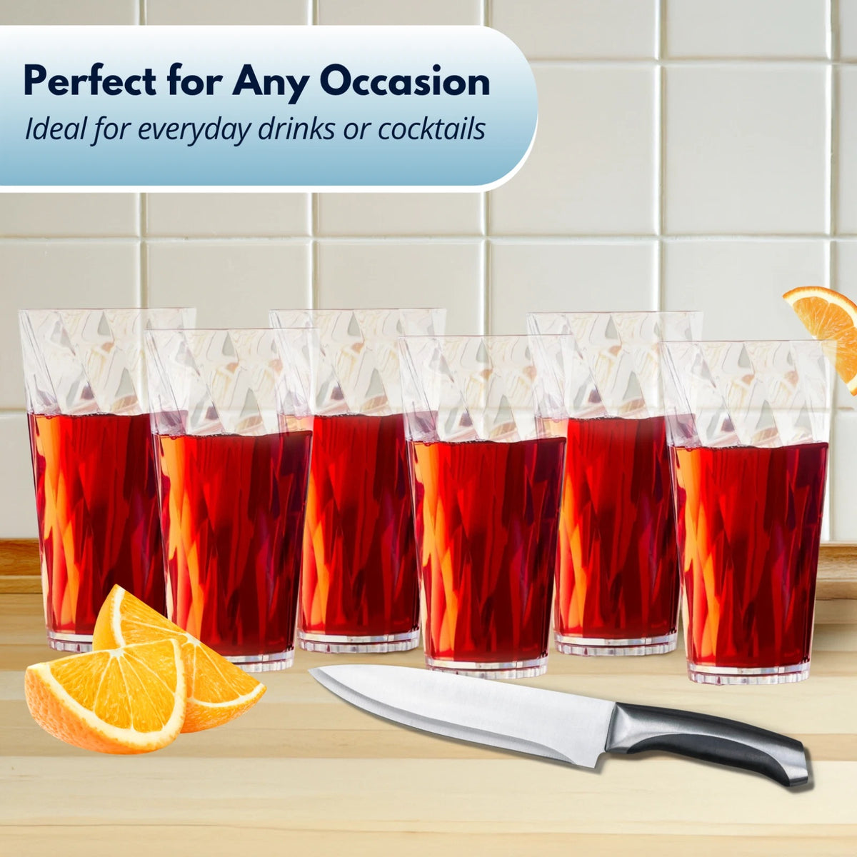 Ashley Housewares Plastic Drinking Tumbler with Twisted Design Clear 600ml Pack of 1 PT301 | Durable | Reusable | BPA-Free | Ideal for Home-Outdoor and Parties