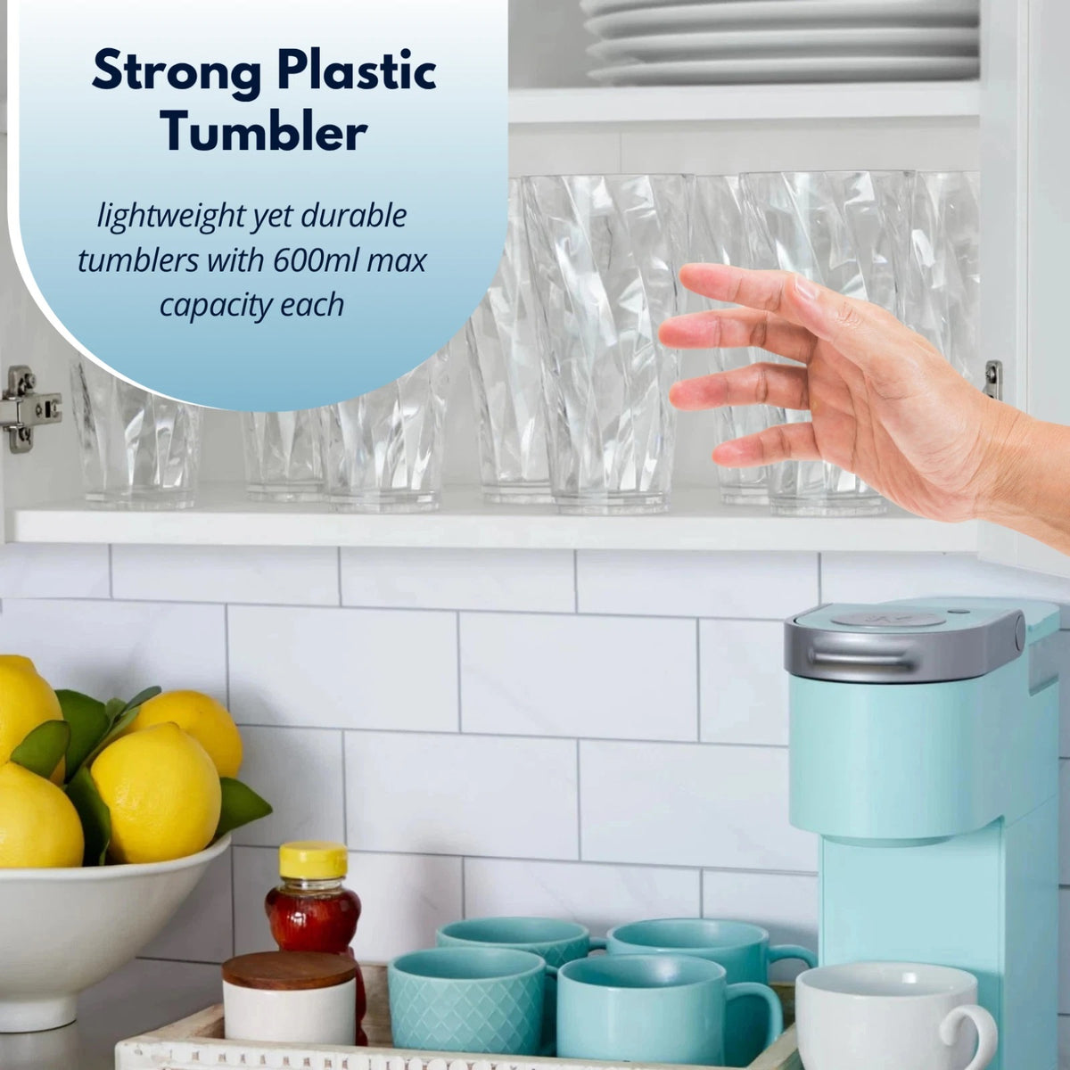 Ashley Housewares Plastic Drinking Tumbler with Twisted Design Clear 600ml Pack of 1 PT301 | Durable | Reusable | BPA-Free | Ideal for Home-Outdoor and Parties