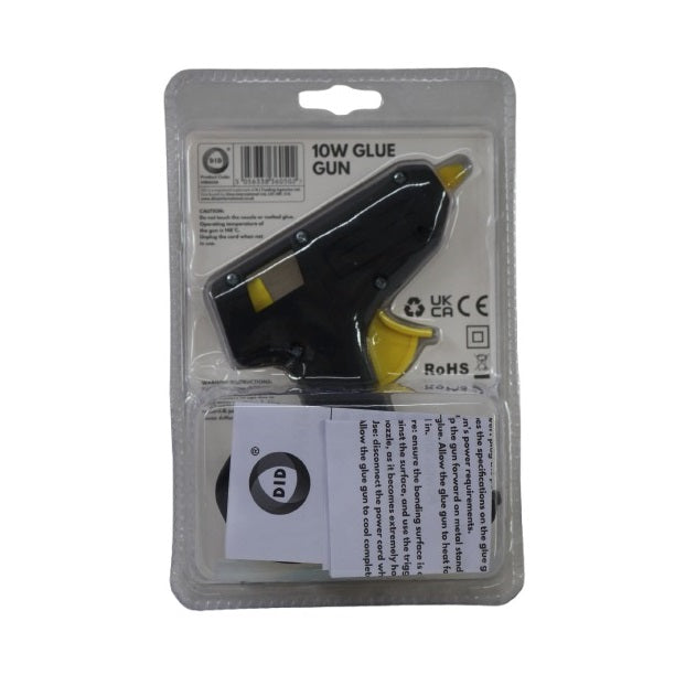 DID Hot Glue Gun Black and Yellow HW6050 | 10W | Includes 2 x 7mm Glue Sticks | 100cm Cable | Instant Bonding for DIY and Craft Projects | Triangular Stand Included | 220V-240V | 50Hz - 60Hz