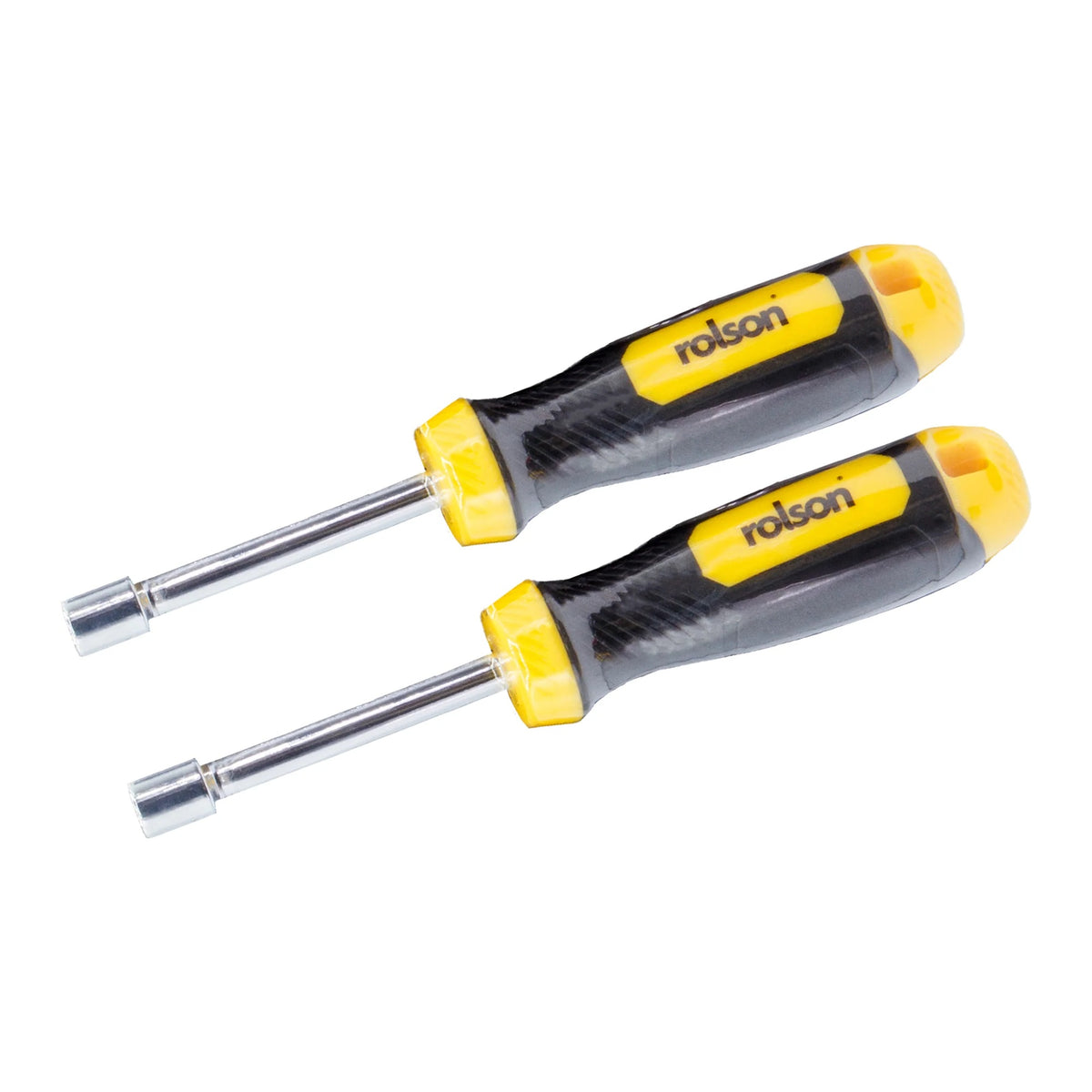 Rolson Nut Driver Yellow and Black 180mm Pack of 2 29185-H1 | 10mm and 13mm | Chrome Vanadium Steel Shafts | Soft Cushion Grip | Durable and Reliable Hand Tools