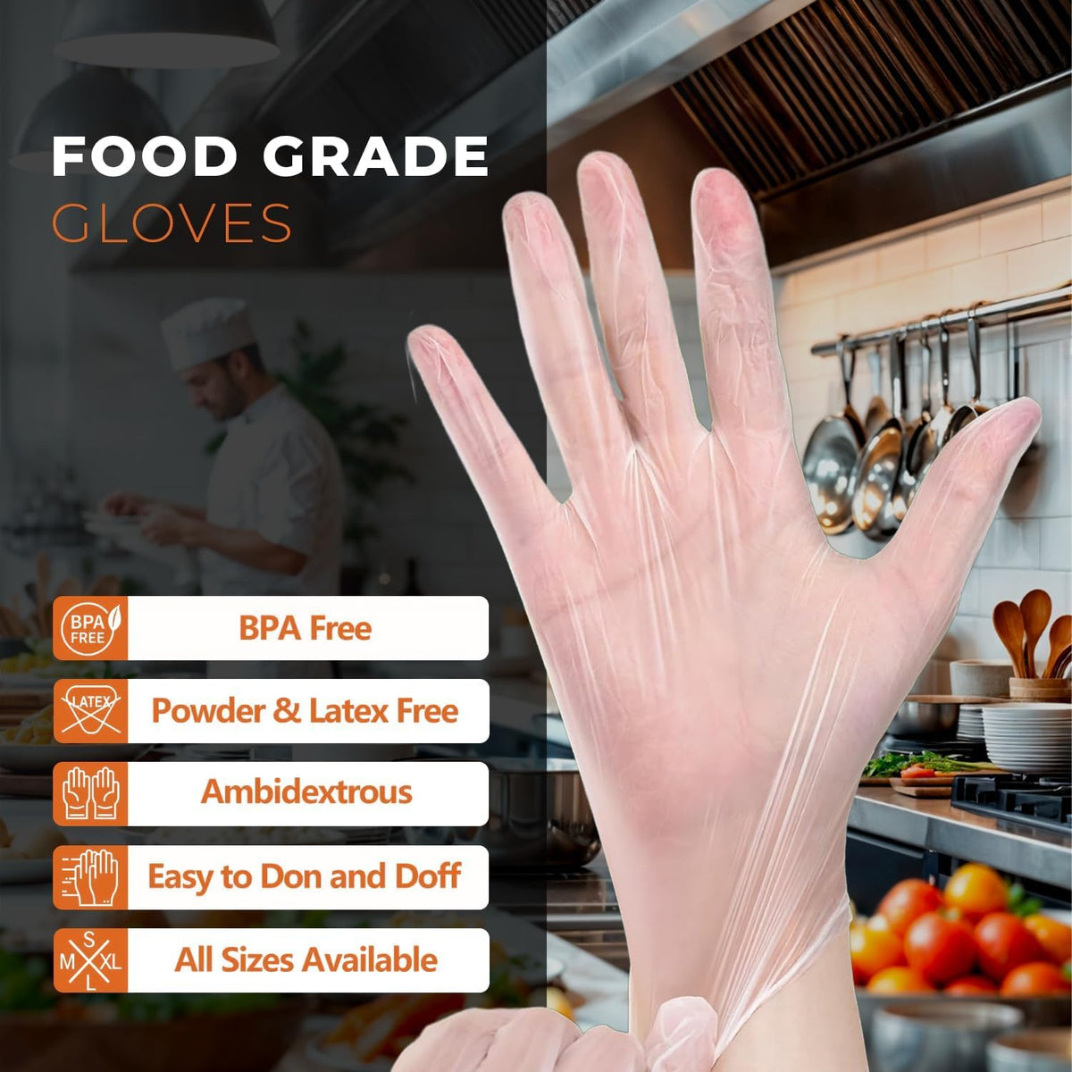 DID Vinyl Single Use Gloves Clear X-Large Pack of 100 WW9172 | Powder-Free | Ambidextrous | Non-Sterile | Disposable Gloves | For Cleaning-Food Handling and General Purpose