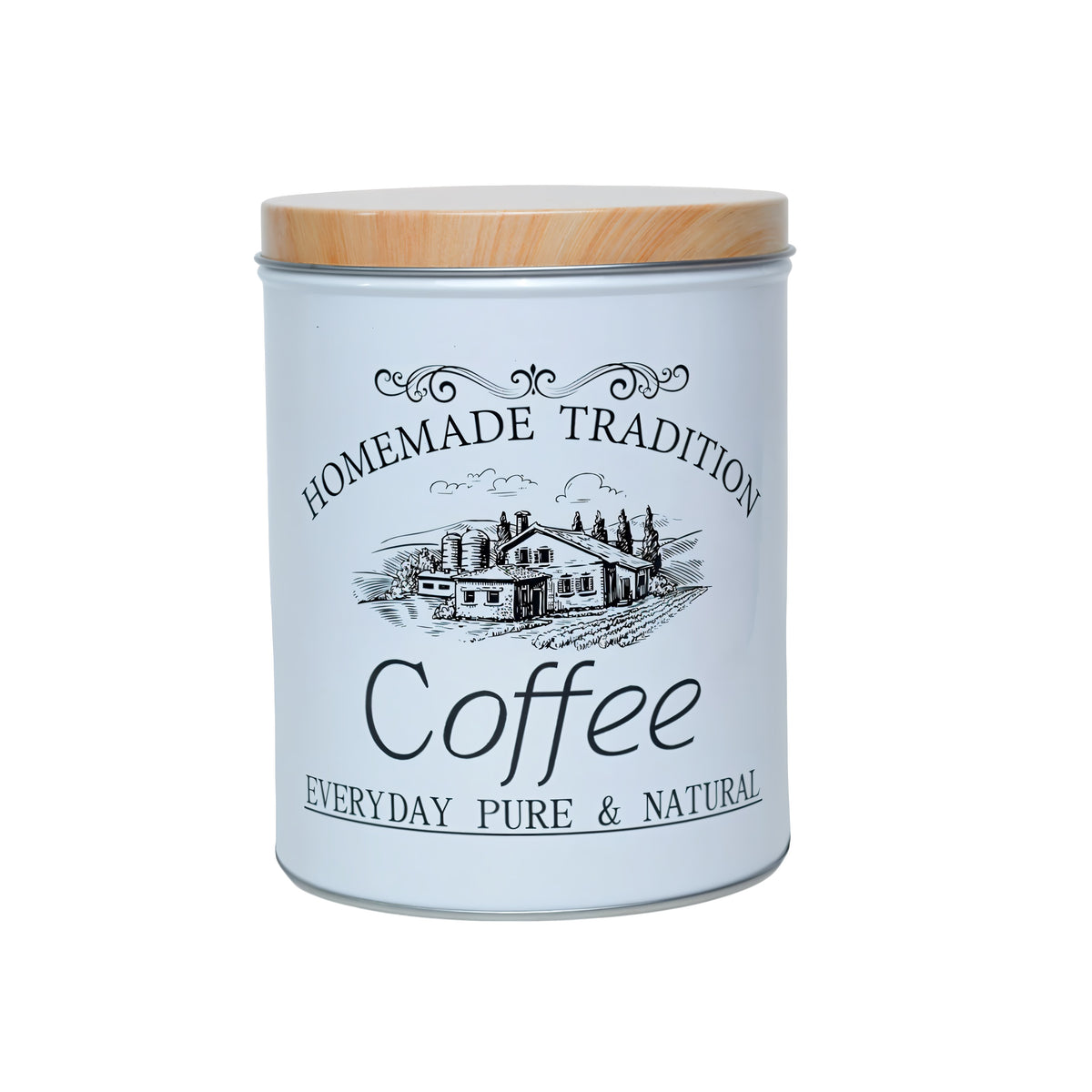 Homemade Tradition Tea-Coffee-Sugar Metal Tin Jar White 9cm x 13cm DM005