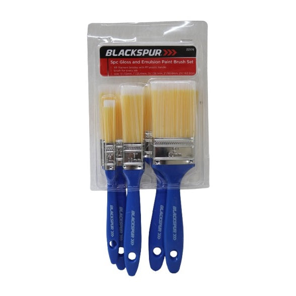 Blackspur Gloss and Emulsion Paint Brush Blue Pack of 5 ZZ175 | PP Filament Bristles | With Plastic Handles | Brush for Every Job | Size - 12mm-25mm-38mm-50.8mm and 63.5mm