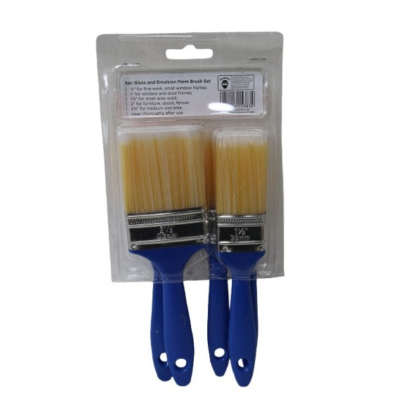 Blackspur Gloss and Emulsion Paint Brush Blue Pack of 5 ZZ175 | PP Filament Bristles | With Plastic Handles | Brush for Every Job | Size - 12mm-25mm-38mm-50.8mm and 63.5mm