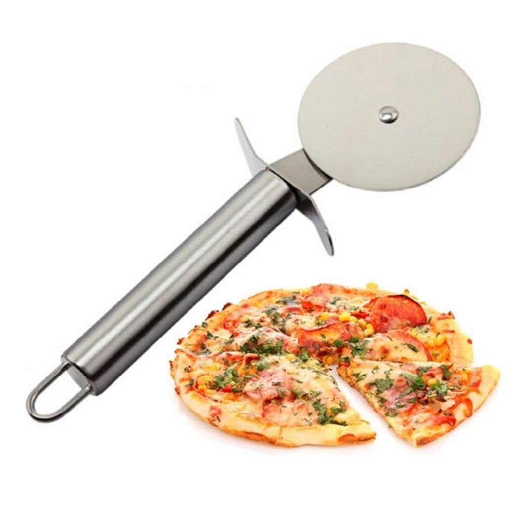 Ashley Housewares Stainless Steel Pizza Cutter Chrome VP112 | Sharp-Durable and Hardwearing | Comfortable Handle | Dishwasher Safe | Pizza Cutting Wheel