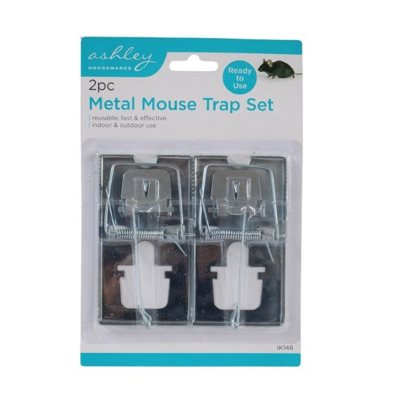 Ashley Housewares Metal Mouse Trap Black and Silver Pack of 2 IK146 | Reusable | Fast and Effective | Pest Control for Indoor and Outdoor Use | Ready to Use