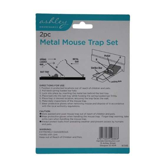 Ashley Housewares Metal Mouse Trap Black and Silver Pack of 2 IK146 | Reusable | Fast and Effective | Pest Control for Indoor and Outdoor Use | Ready to Use