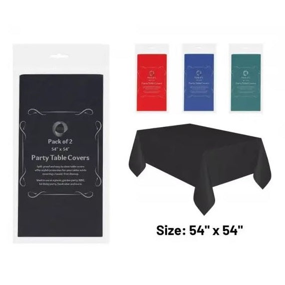 DID Party Table Covers Assorted Colours 54-Inch x 54-Inch Pack of 2 PY0640 | Plastic Tablecloths | Spill-Proof and Easy to Clean | Ideal for BBQs-Birthdays-Picnics and More