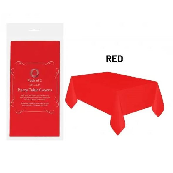 DID Party Table Covers Assorted Colours 54-Inch x 54-Inch Pack of 2 PY0640 | Plastic Tablecloths | Spill-Proof and Easy to Clean | Ideal for BBQs-Birthdays-Picnics and More