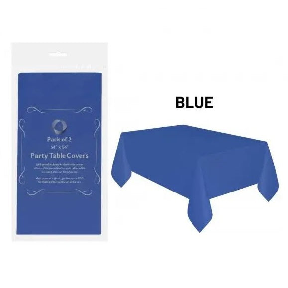 DID Party Table Covers Assorted Colours 54-Inch x 54-Inch Pack of 2 PY0640 | Plastic Tablecloths | Spill-Proof and Easy to Clean | Ideal for BBQs-Birthdays-Picnics and More