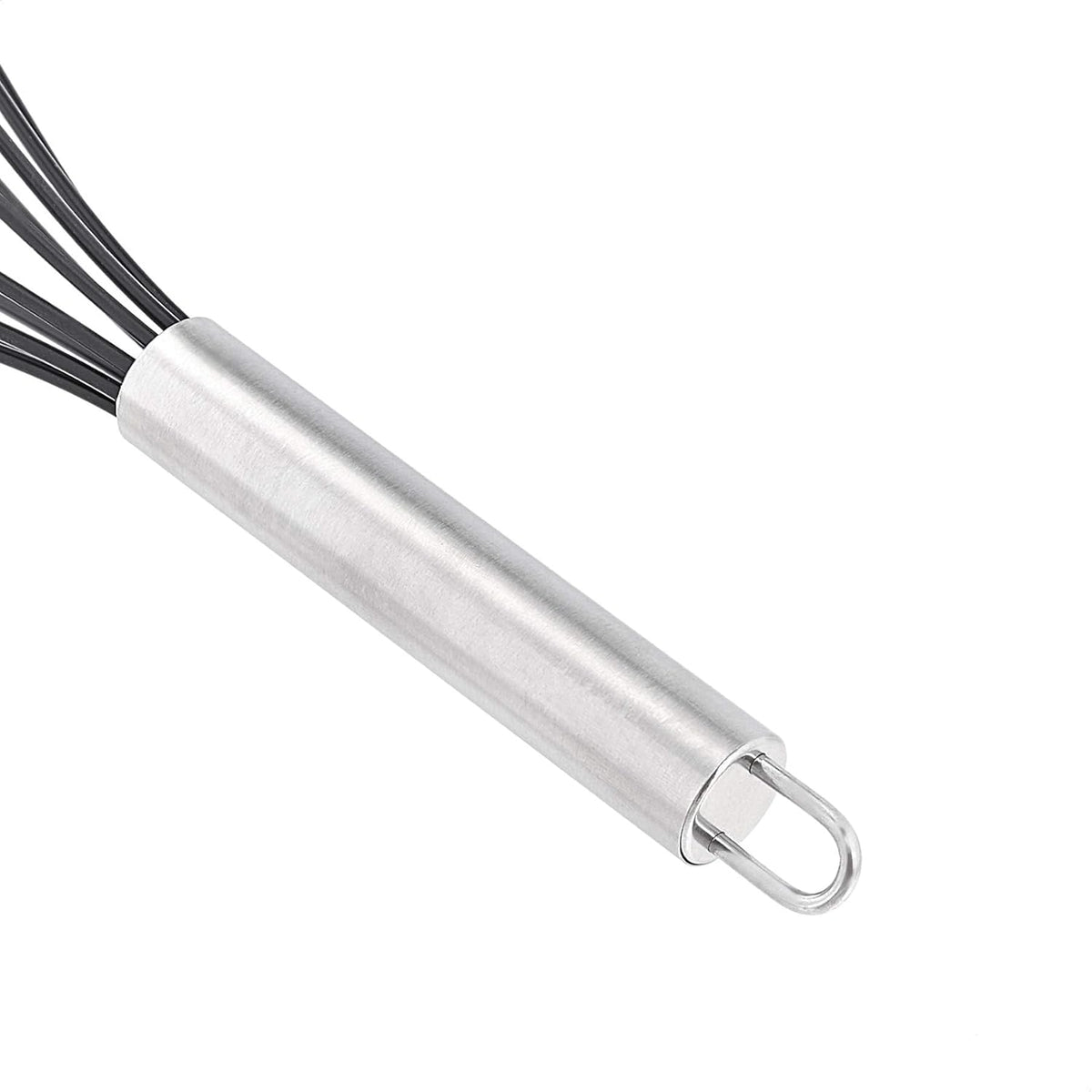 Ashley Housewares Silicone Whisk Grey 26cm x 6cm KT186 | Heat Resistant up to 200 degree C | BPA Free | Non-Scratch | For Non-Stick Cookware | Anti-Slip Handle | Protects Your Pan | Stainless Steel Handle | Dishwasher Safe