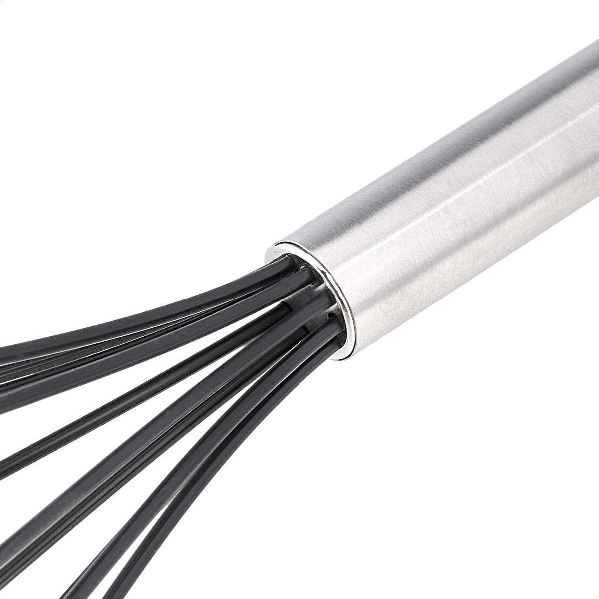 Ashley Housewares Silicone Whisk Grey 26cm x 6cm KT186 | Heat Resistant up to 200 degree C | BPA Free | Non-Scratch | For Non-Stick Cookware | Anti-Slip Handle | Protects Your Pan | Stainless Steel Handle | Dishwasher Safe
