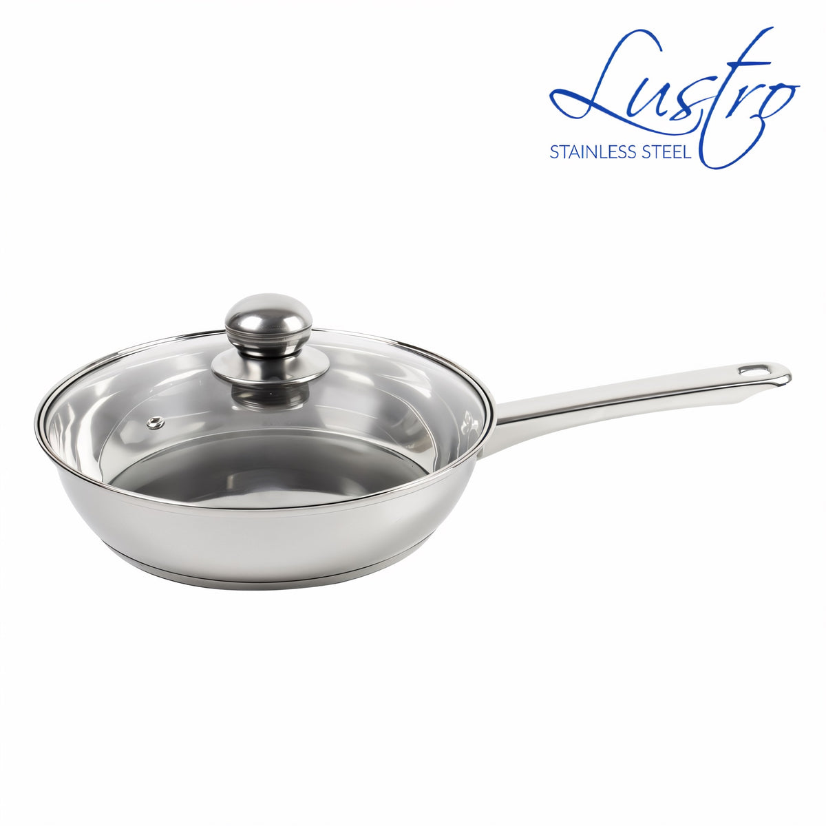 SQ Professional Lustro Stainless Steel Frying Pan with Lid Silver 24cm 10910