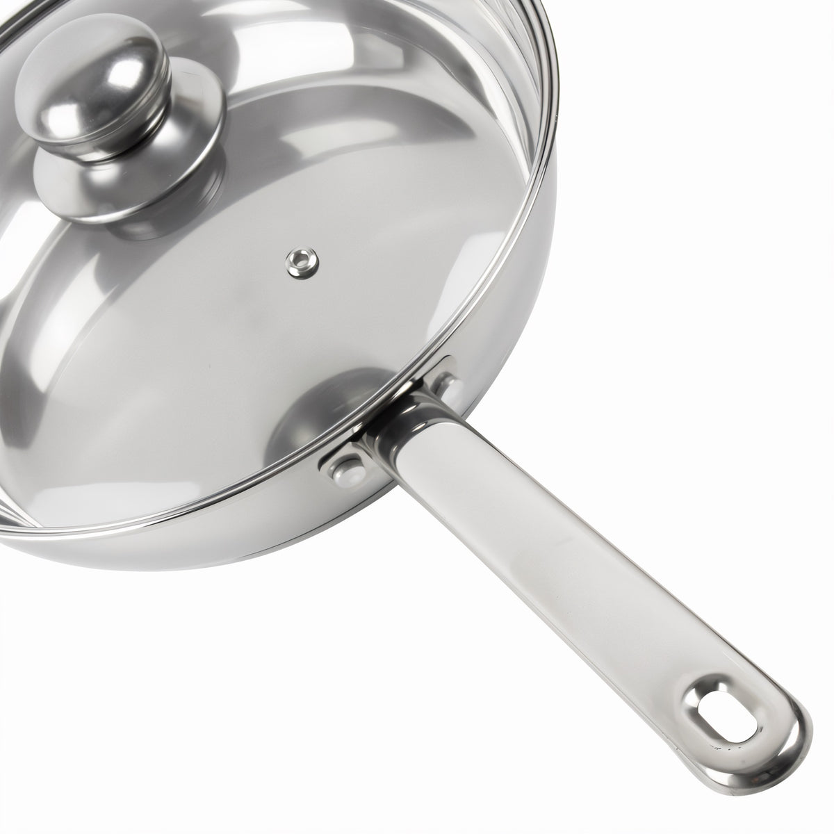 SQ Professional Lustro Stainless Steel Frying Pan with Lid Silver 24cm 10910
