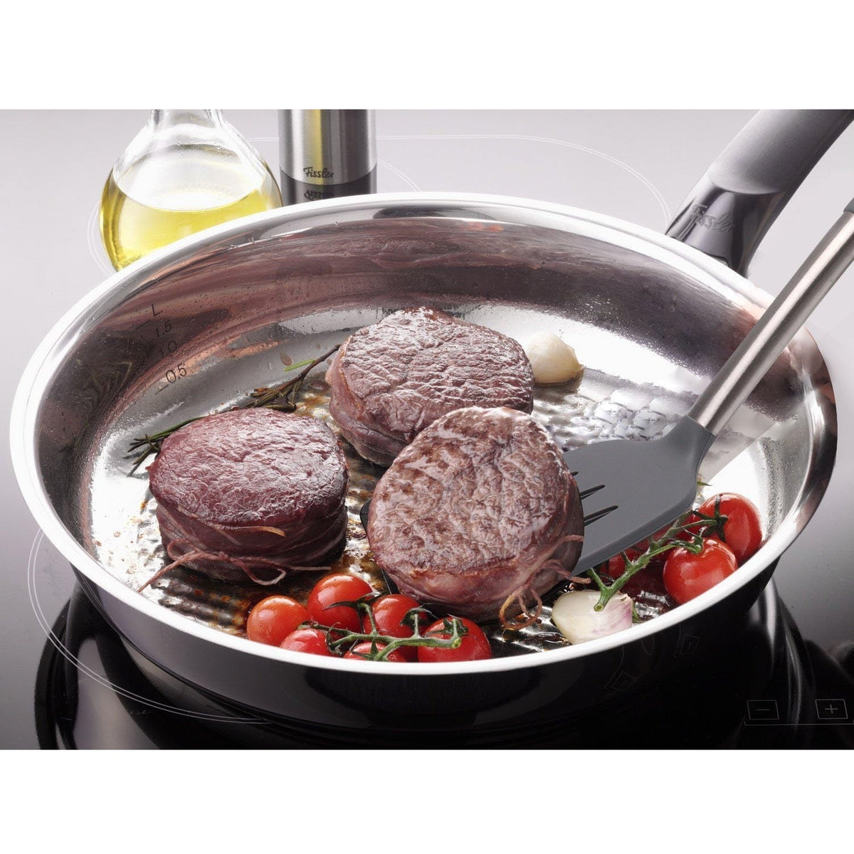 Ashley Housewares Silicone Slotted Turner Grey 34.5cm x 8cm KT181 | Heat Resistant to 200 Degree C | BPA Free | Non-Scratch | Stainless Steel Handle | Dishwasher Safe | For Non-Stick Cookware | Protect Your Pans | Anti Slip Handle