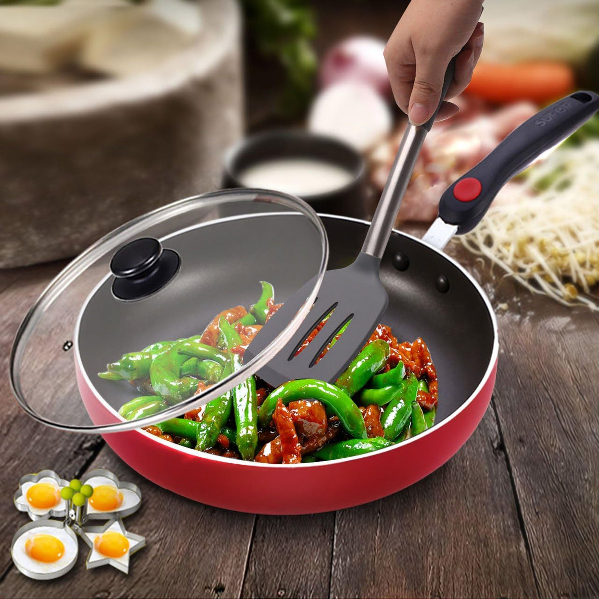 Ashley Housewares Silicone Slotted Turner Grey 34.5cm x 8cm KT181 | Heat Resistant to 200 Degree C | BPA Free | Non-Scratch | Stainless Steel Handle | Dishwasher Safe | For Non-Stick Cookware | Protect Your Pans | Anti Slip Handle