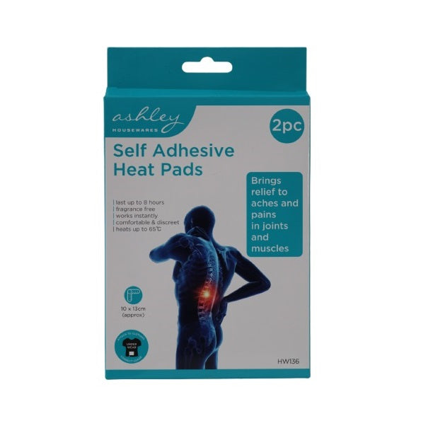 Ashley Housewares Self Adhesive Heat Pads White 10cm x 13cm Pack of 2 HW136 | Lasts Up to 8Hrs | Fragrance Free | Heats Up to 65 Degree C | Instant Relief for Joints and Muscles | Comfortable and Discreet