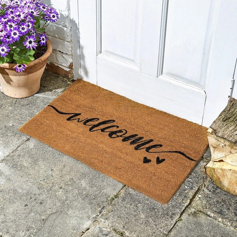 Ashley Housewares Welcome Heart Coir Door Mat Brown 40cm x 60cm DM156