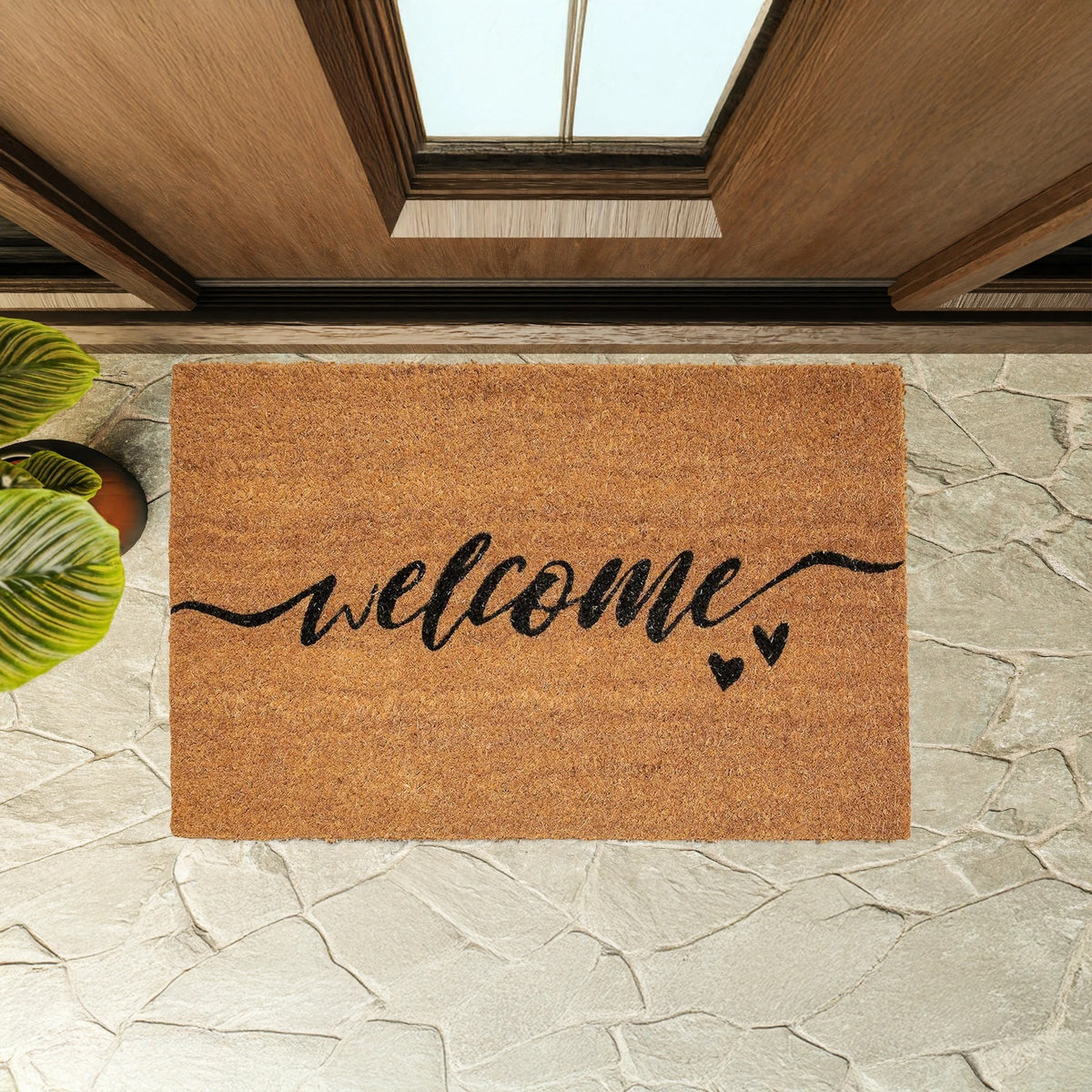 Ashley Housewares Welcome Heart Coir Door Mat Brown 40cm x 60cm DM156