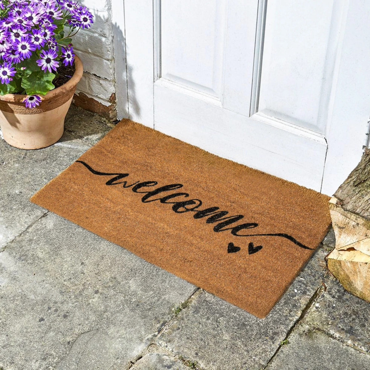 Ashley Housewares Welcome Heart Coir Door Mat Brown 40cm x 60cm DM156