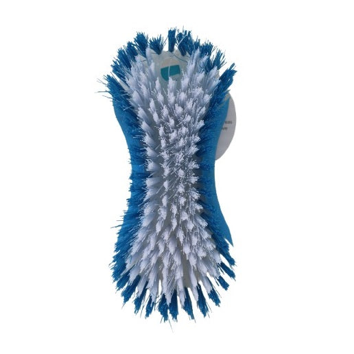 Ashley Housewares Floor and Tile Scrubbing Brush Blue 16cm x 7cm x 4cm KB205 | Ergonomic Handle for Easy Grip | Synthetic PET Fibre Bristles | Durable PP + PET + TPR Material | Ideal for Kitchen-Bathroom-Garage-Patio-Tiles and Carpet Cleaning | Remove