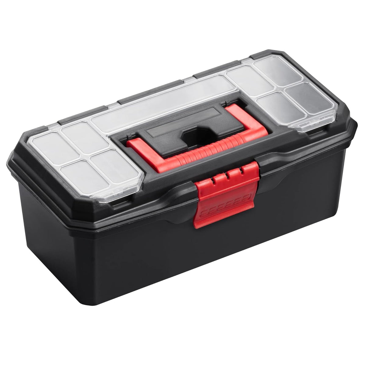 Blackspur Organiser Toolbox Black 13-Inch TC382 | Constructed From Durable PP Material | Complete with Tote Tray | Lid Contains Handy Storage Compartments