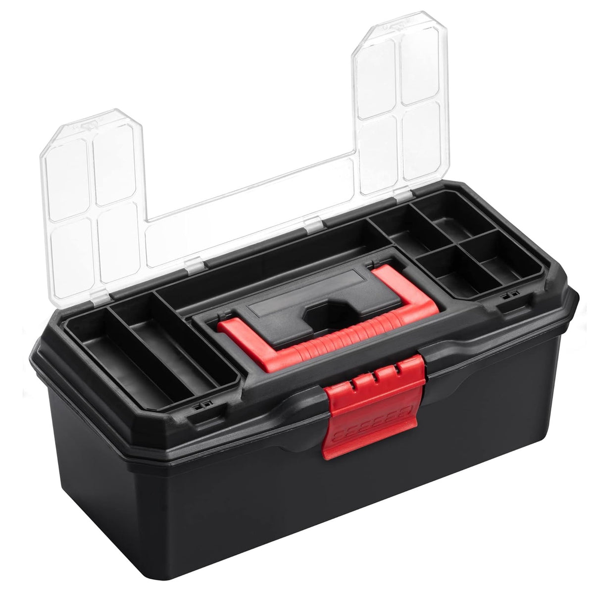 Blackspur Organiser Toolbox Black 13-Inch TC382 | Constructed From Durable PP Material | Complete with Tote Tray | Lid Contains Handy Storage Compartments