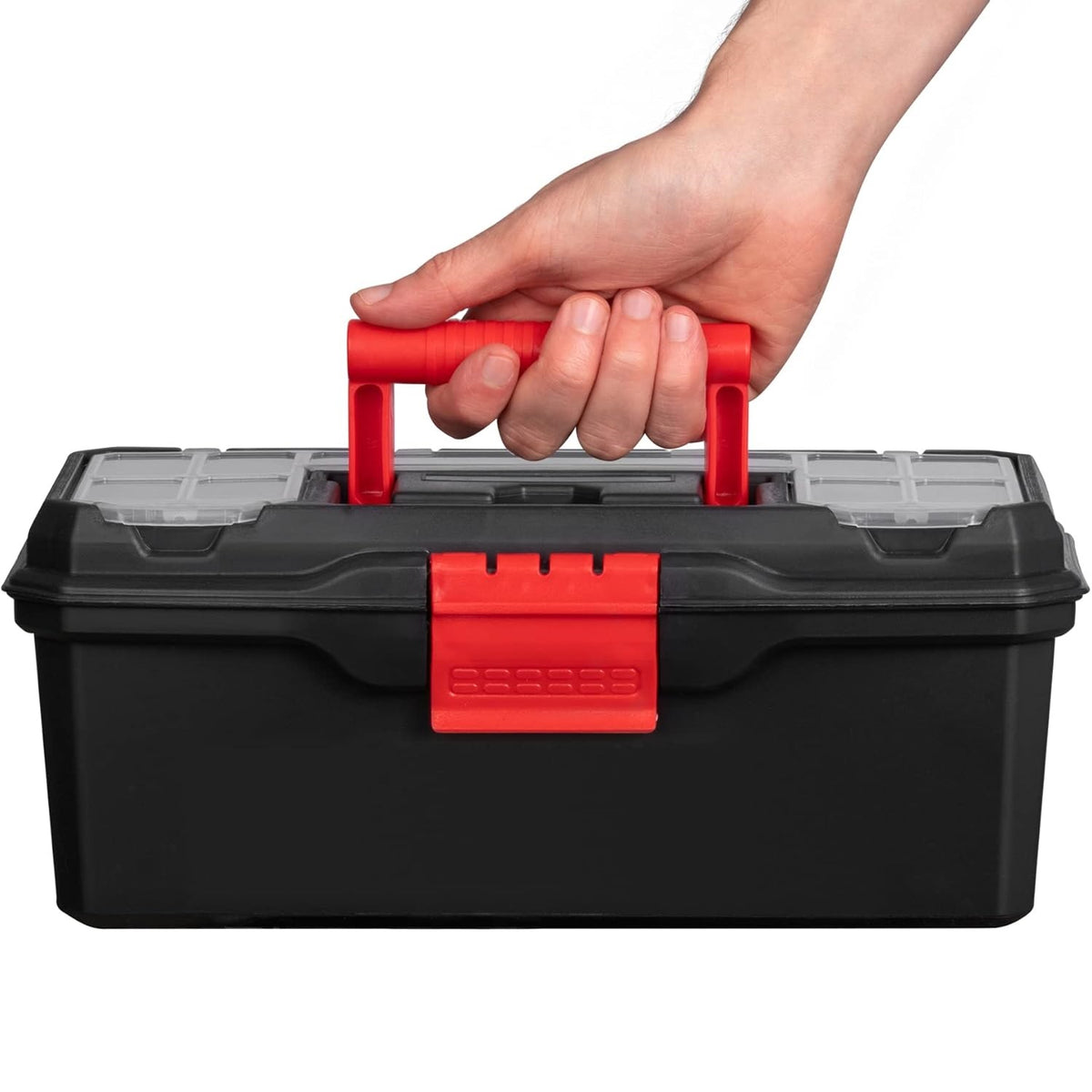 Blackspur Organiser Toolbox Black 13-Inch TC382 | Constructed From Durable PP Material | Complete with Tote Tray | Lid Contains Handy Storage Compartments