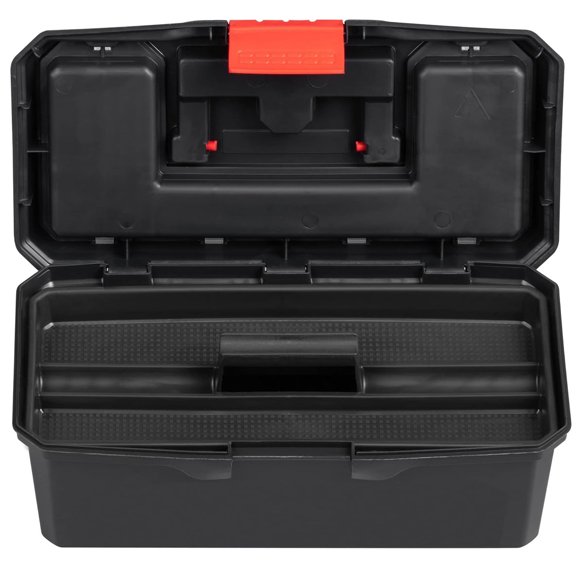 Blackspur Organiser Toolbox Black 13-Inch TC382 | Constructed From Durable PP Material | Complete with Tote Tray | Lid Contains Handy Storage Compartments