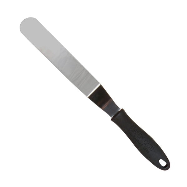 Mason Cash Angled Spatula Black and Chrome 32cm 2007.582 | Stainless Steel Blade with Soft Grip Handle | Ideal for Cake Decorating and Handling Sugar Paste