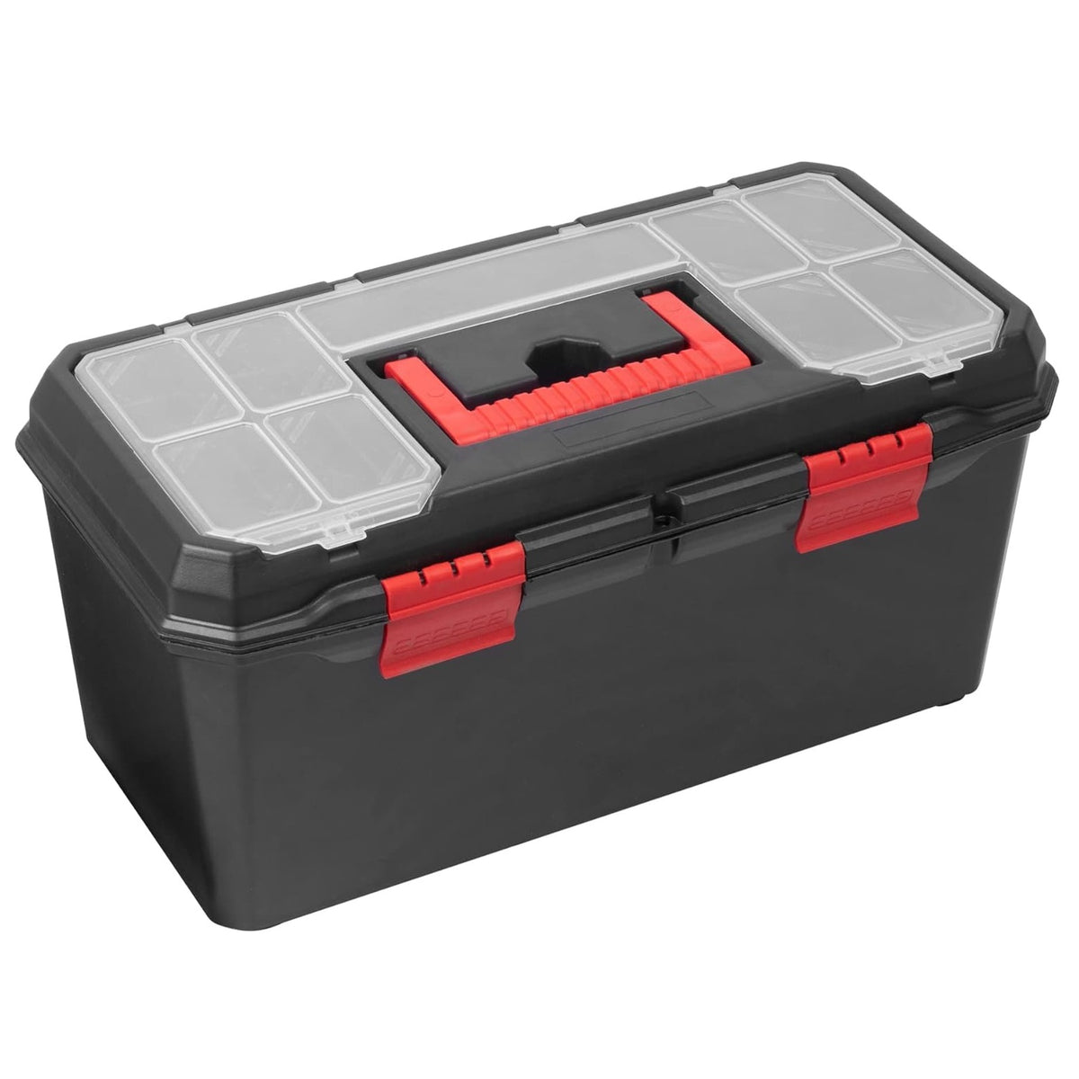 Blackspur Organiser Toolbox Black 19-Inch TC384 | Constructed From Durable PP Material | Complete with Tote Tray | Lid Contains Handy Storage Compartments