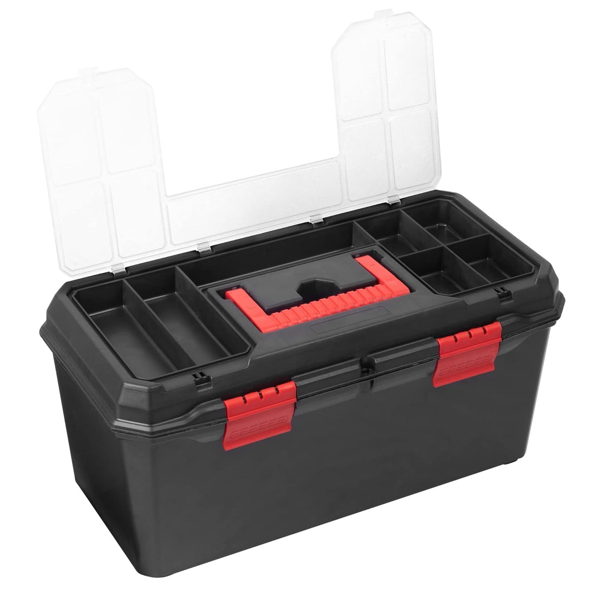 Blackspur Organiser Toolbox Black 19-Inch TC384 | Constructed From Durable PP Material | Complete with Tote Tray | Lid Contains Handy Storage Compartments