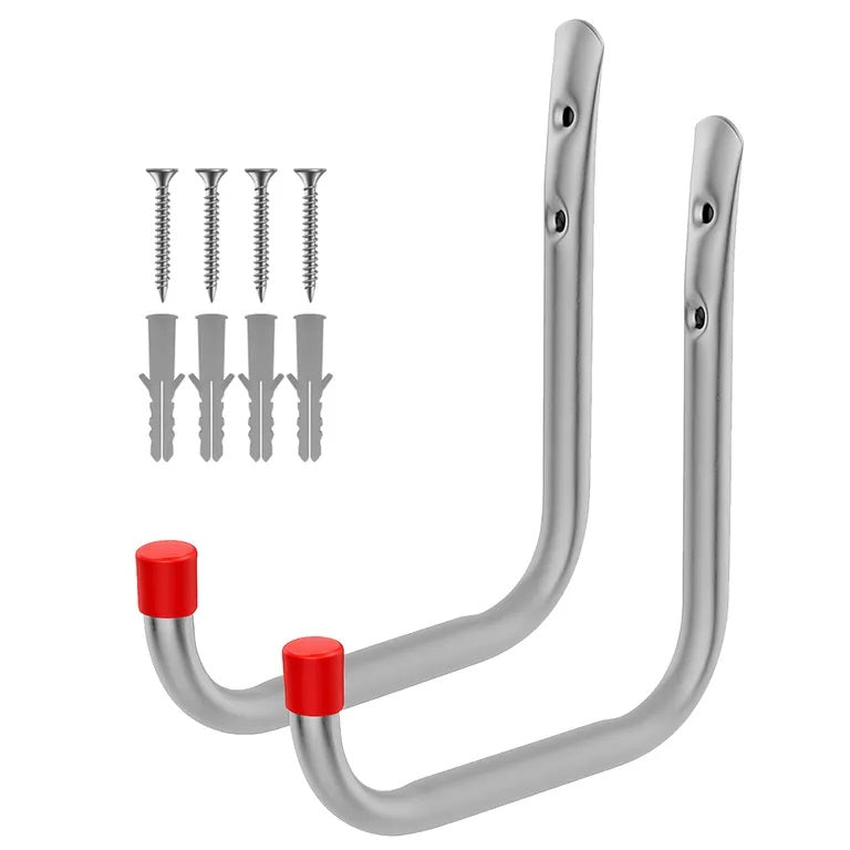 Dekton Heavy Duty Wall Hooks Chrome X Large 2-Piece DT70584 | 2-Piece Wall Hooks- 215mm x 145mm x 18mm | Maximum Load 20Kg | 4-Piece Screws and 4-Piece Wall Plugs