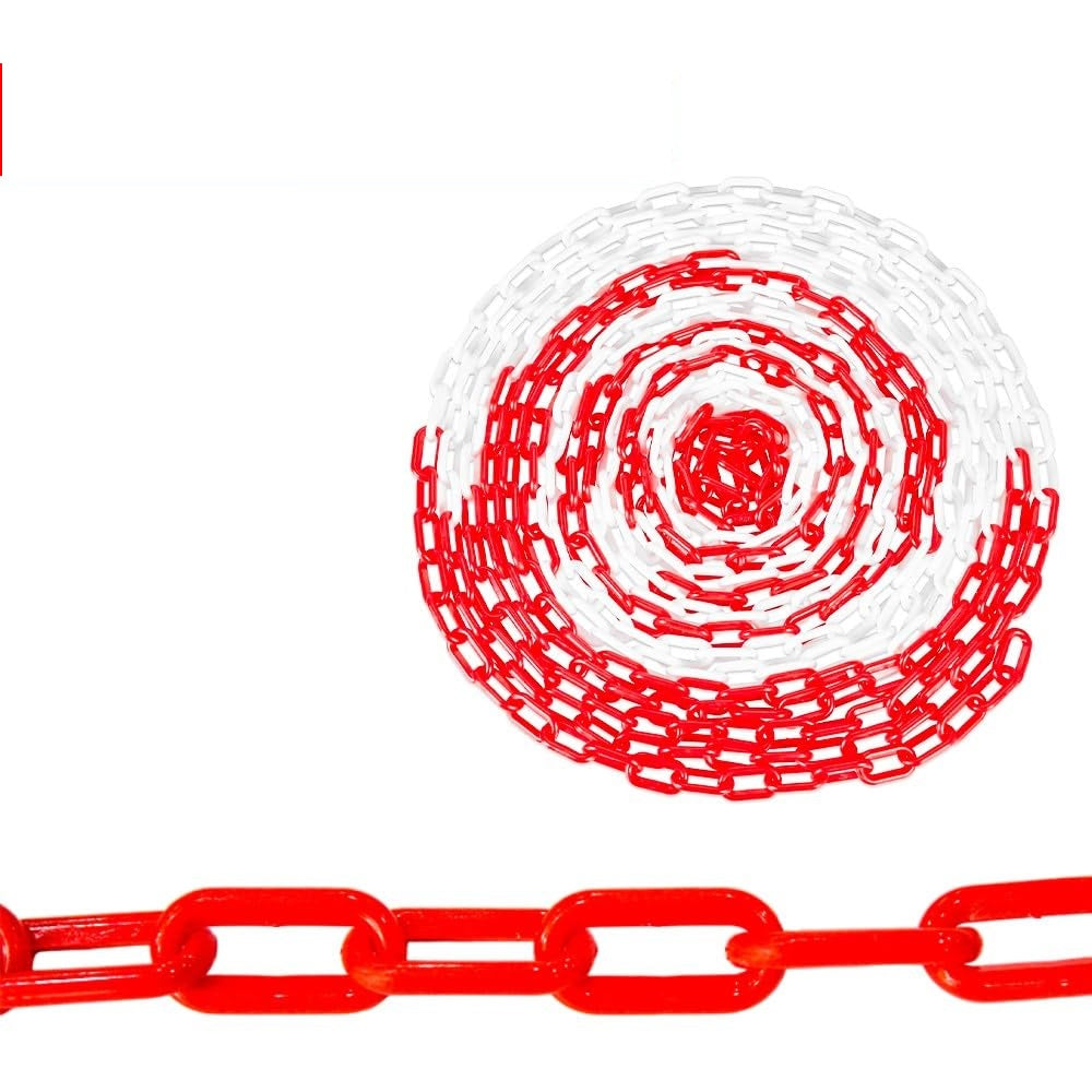 Blackspur Parking Barrier Chain Red and White 5Mtr PB050 | High Visibility Plastic Safety Chain | For Worksites-Parking Areas-Events and Emergencies | Durable and Lightweight | Used for Emergencies-Construction Areas and Sporting Events