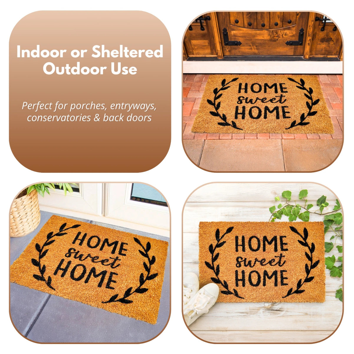 Ashley Housewares Home Sweet Home Coir Door Mat Brown 60cm x 40cm DM157
