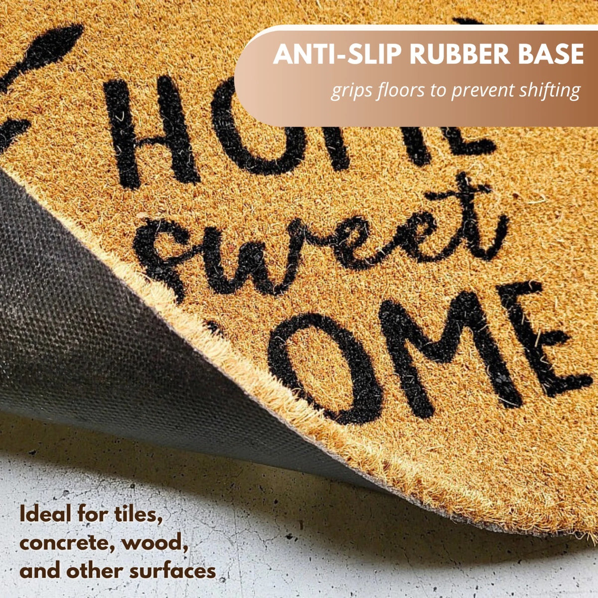 Ashley Housewares Home Sweet Home Coir Door Mat Brown 60cm x 40cm DM157