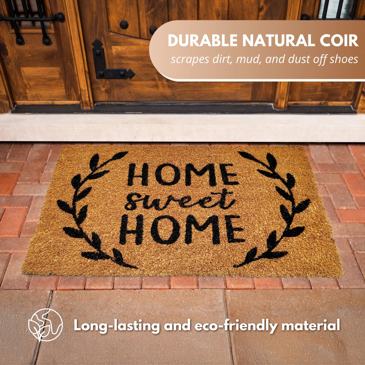Ashley Housewares Home Sweet Home Coir Door Mat Brown 60cm x 40cm DM157