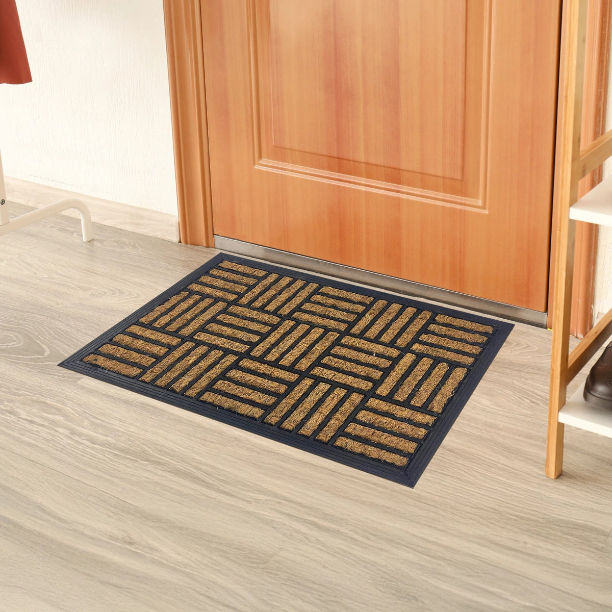 Ashley Housewares Mosaic Coco Rubber Door Mat Black and Brown 60cm x 40cm DM151