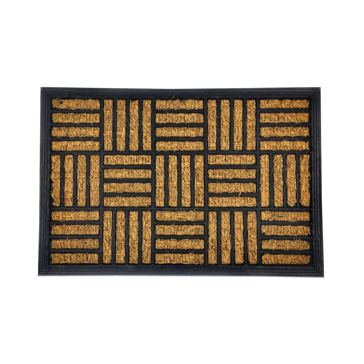 Ashley Housewares Mosaic Coco Rubber Door Mat Black and Brown 60cm x 40cm DM151