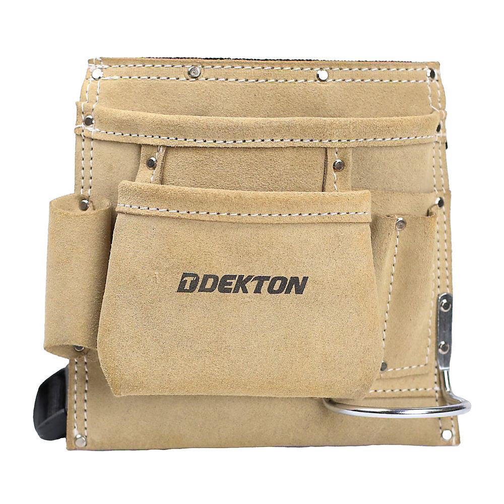 Dekton Leather 5 Pocket Tool Belt Camel DT50184 | Premium Leather | Adjustable Fit | Spacious 2 Pockets | Heavy Duty | Lightweight and Multi-Functional