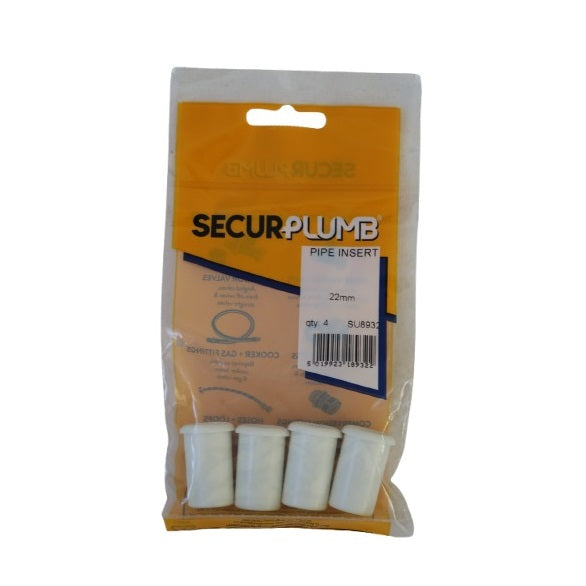 Securplumb Pipe Insert White 22mm Pack of 4 SU8932 | Durable Plastic Pipe Support Sleeves | Ensures Secure Fitting and Leak Prevention | Suitable for Plumbing and Heating Applications | Suitable for Hard and Soft Water Areas