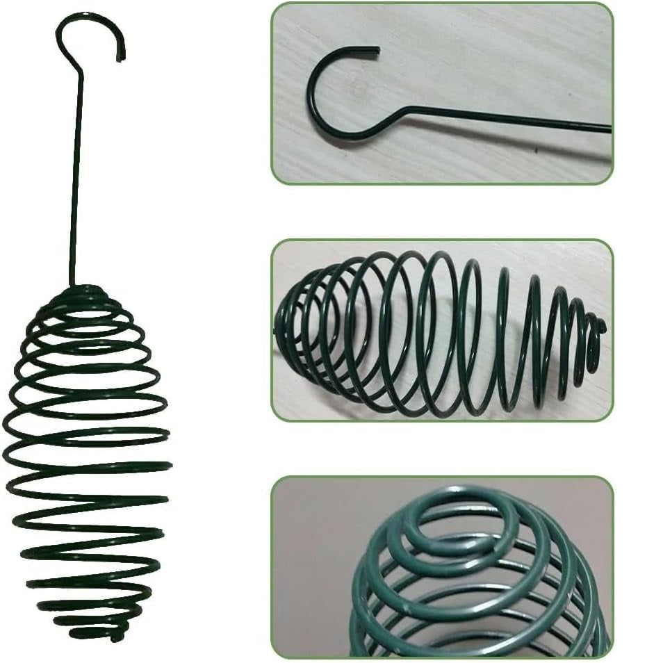 Redwood Spiral Fat Ball Bird Feeder Green 22cm BF126 | Durable Metal Spiral Design with Hanging Hook | Easy to Fill and Clean | Ideal for Feeding Birds in Garden-Fence or Tree Branch | Easy to Hang