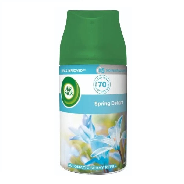 Air Wick Automatic Spray Refill Spring Delight Multicoloured 250ml AIR17 | Long Lasting Freshness Up to 70 Days | 5X Odour Neutralisation Power
